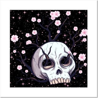 Aesthetic Sakura Skull of Reibirth The Cycle of Life Posters and Art